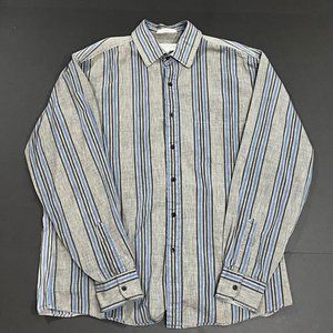 Yves Saint Laurent YSL Menswear Striped Gray Button Down Size Large 100% Cotton